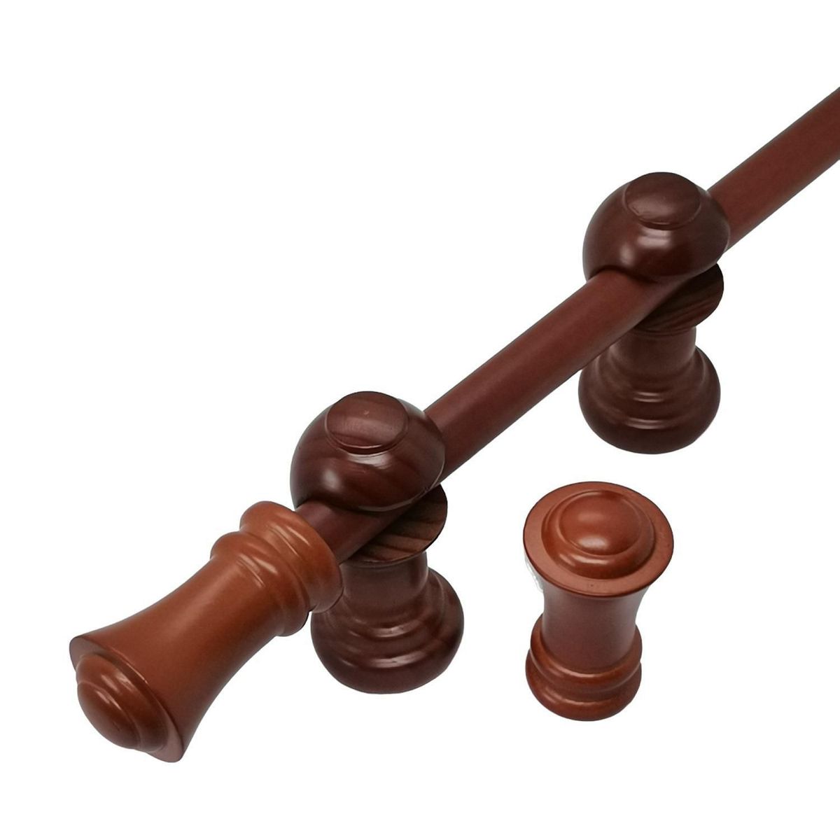 METALHSA - Set cortinero madera chocolate 19mm 2.00m