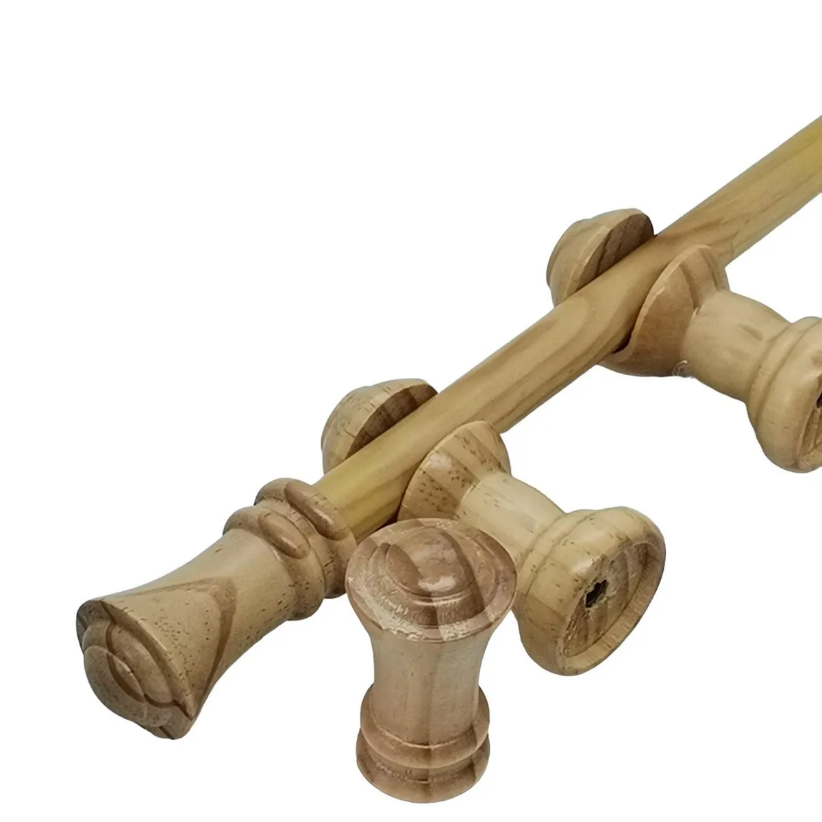 METALHSA - Set cortinero madera natural 19mm 2.00m