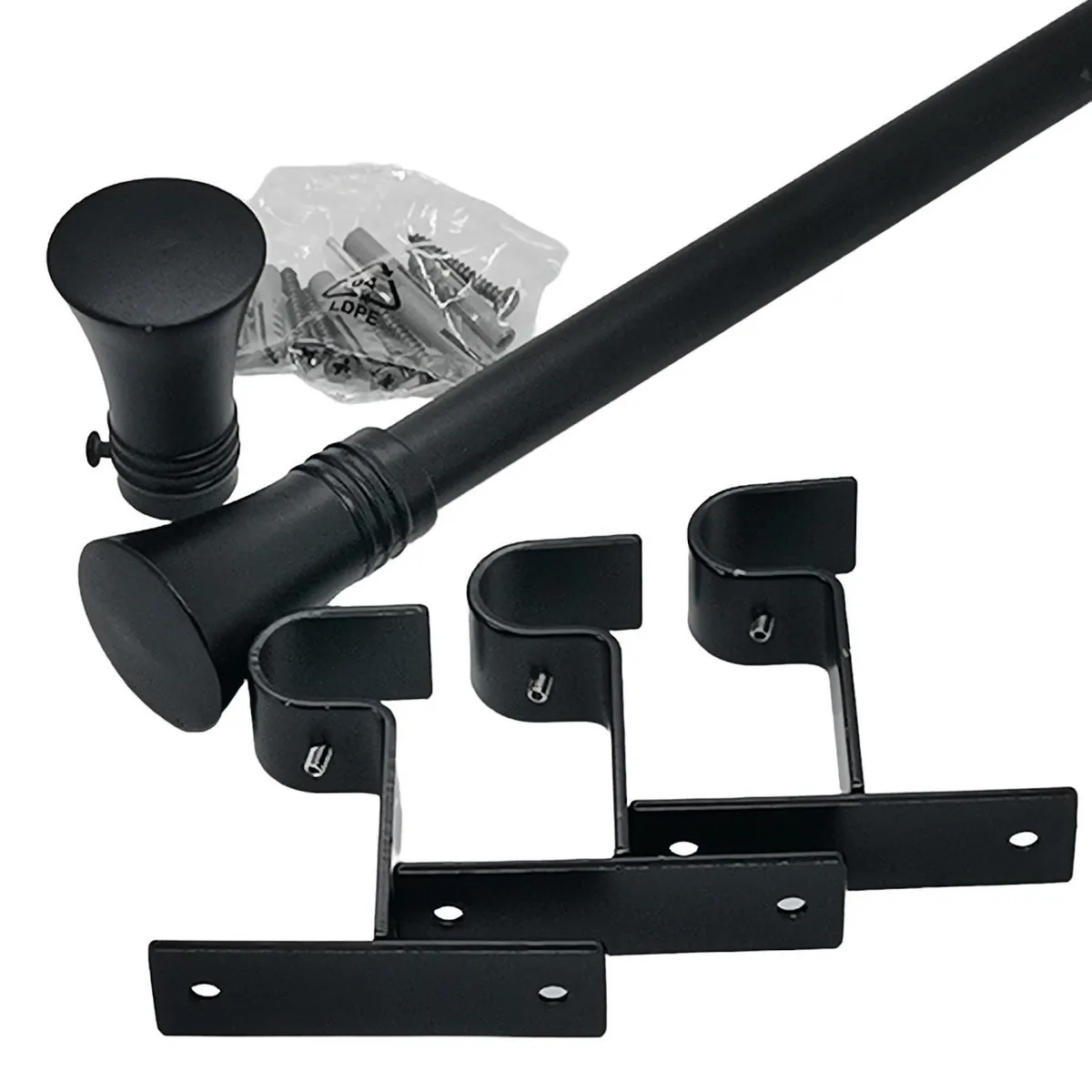 JUST HOME COLLECTION - Set cortinero fierro negro 19mm 2.00m