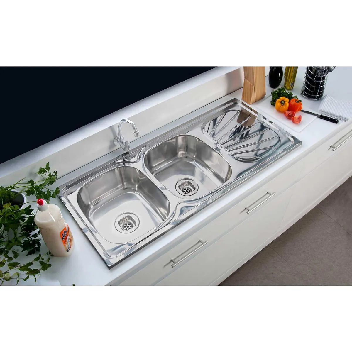 RECORD - Lavadero de Cocina Record Acero Inoxidable 2 Pozas Barcelona 116x50cm