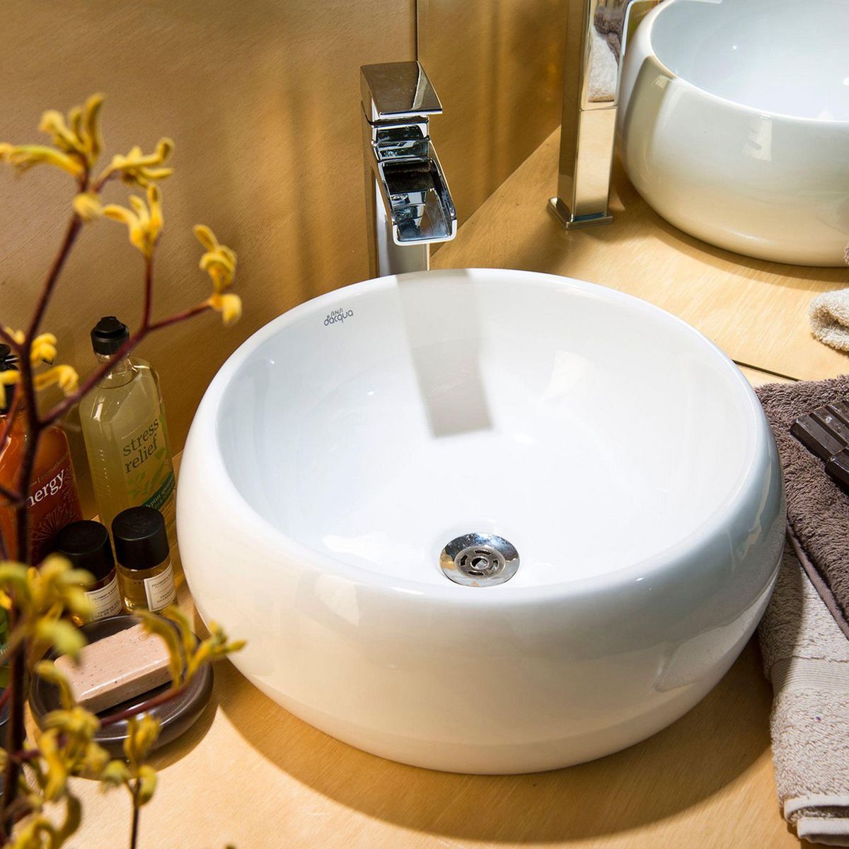 SENSI DACQUA - Lavamanos de Loza Ovalado Catania Blanco 47x17x41cm