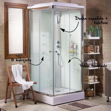 Cabina de Ducha Cuadrada 90x90x218cm Blanca