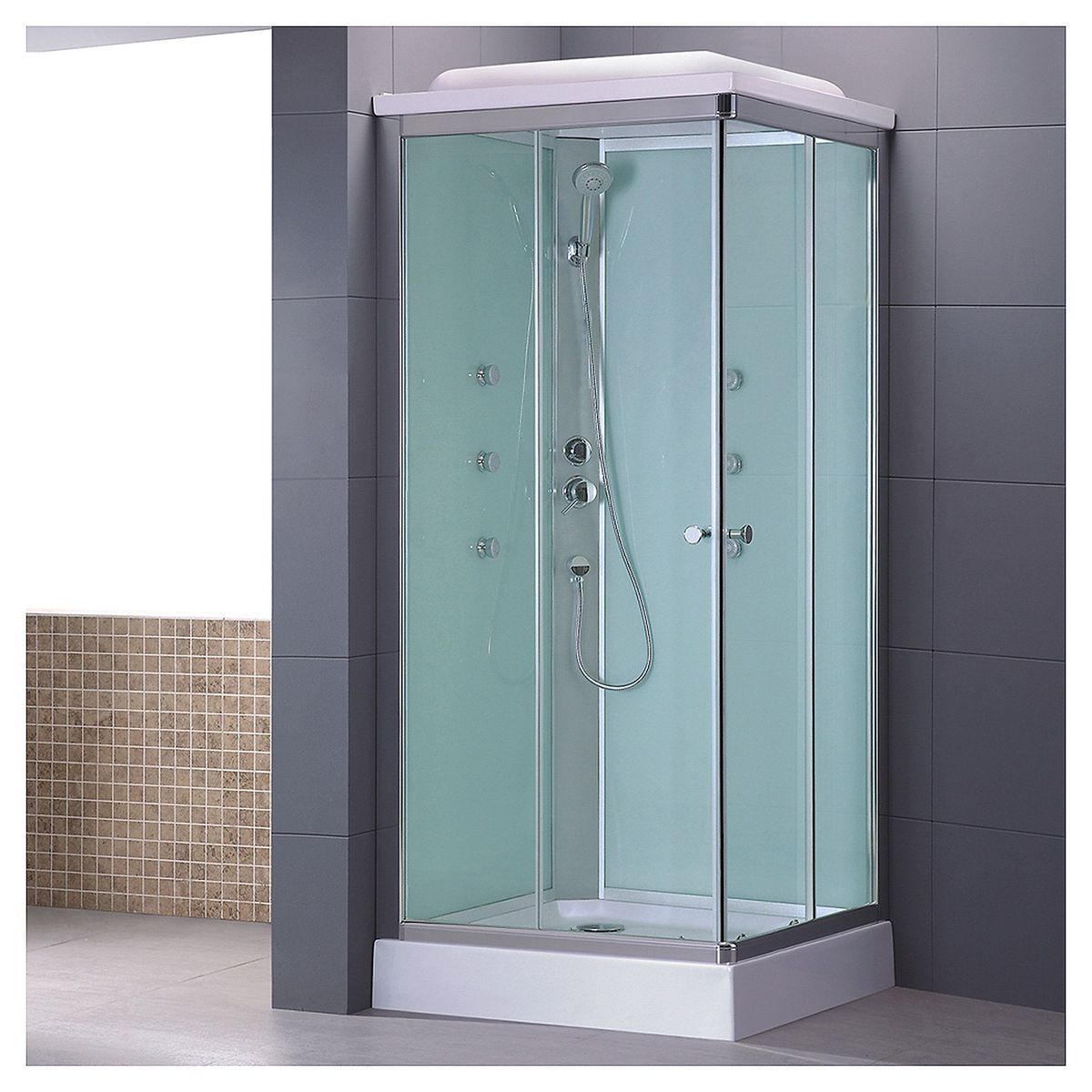 SENSI DACQUA - Cabina de Ducha Cuadrada 90x90x218cm Blanca
