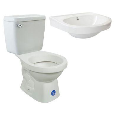 Lavamanos Bali blanco + Tanque Acuacer Ecoline Blanco + Inodoro Acuacer laguna blanco
