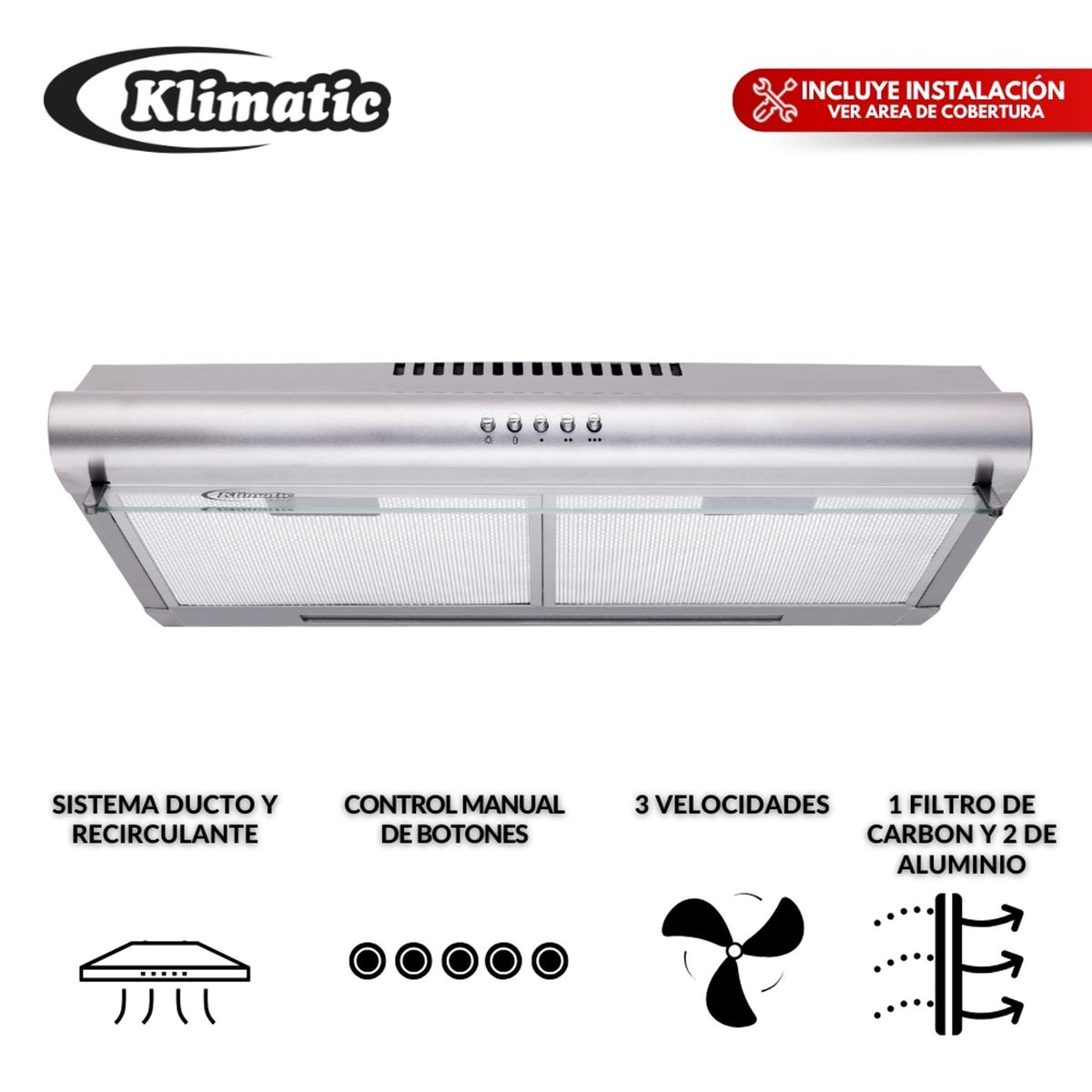 KLIMATIC - Campana Extractora Klimatic 60cm IWH101IXG Acero