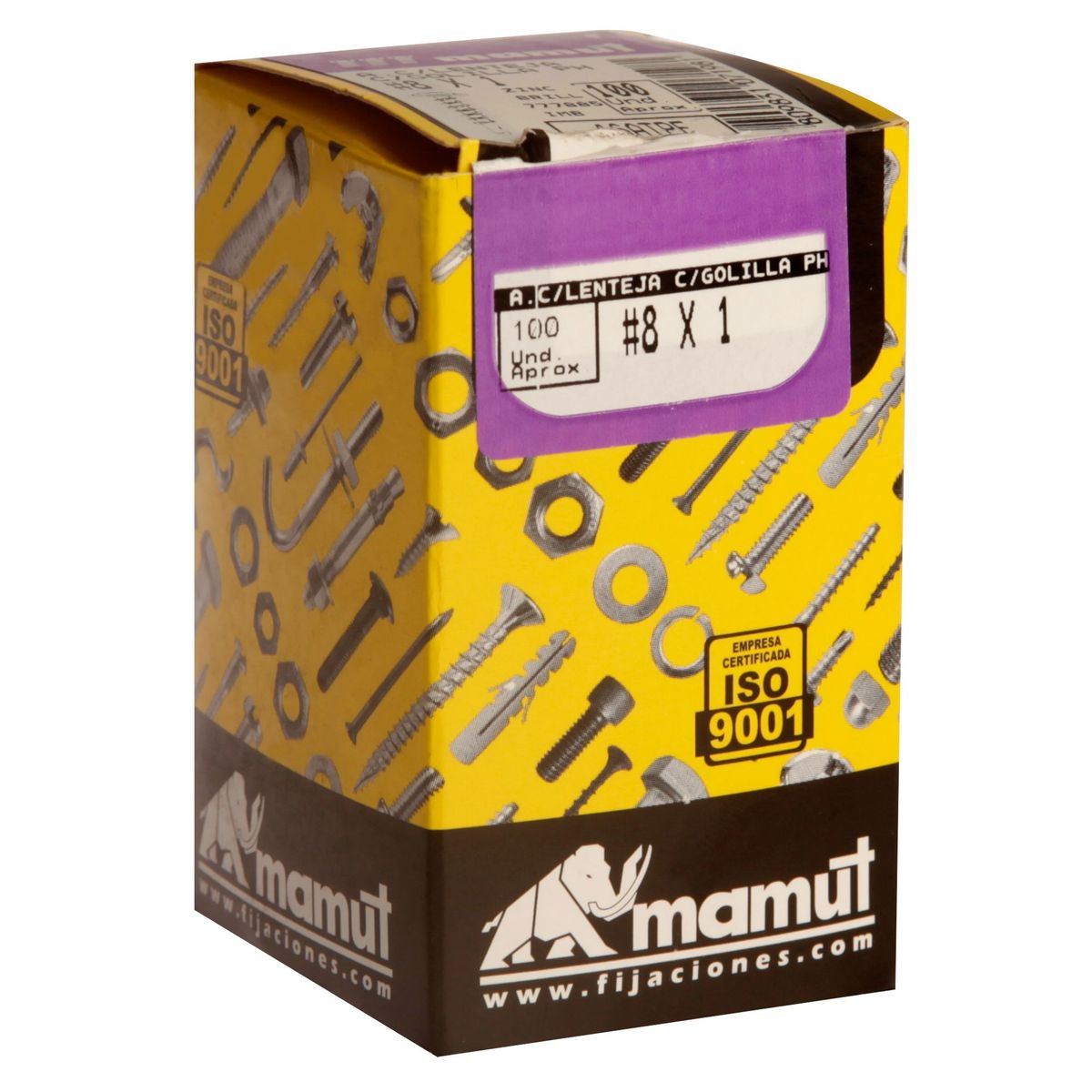 MAMUT - Tornillo Autoperforante Cabeza Lenticular Punta Broca 8x1" x 100 unid.