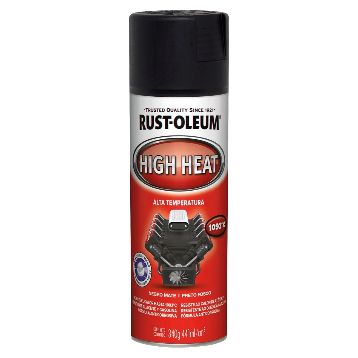 RUST OLEUM - Pintura para altas temperaturas Negro 340Gr.