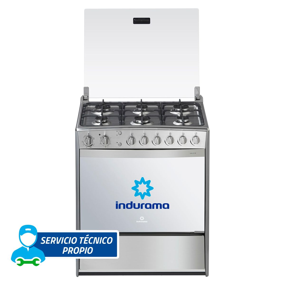 INDURAMA - Cocina Indurama a Gas 6 Hornillas Galicia Quarzo Croma