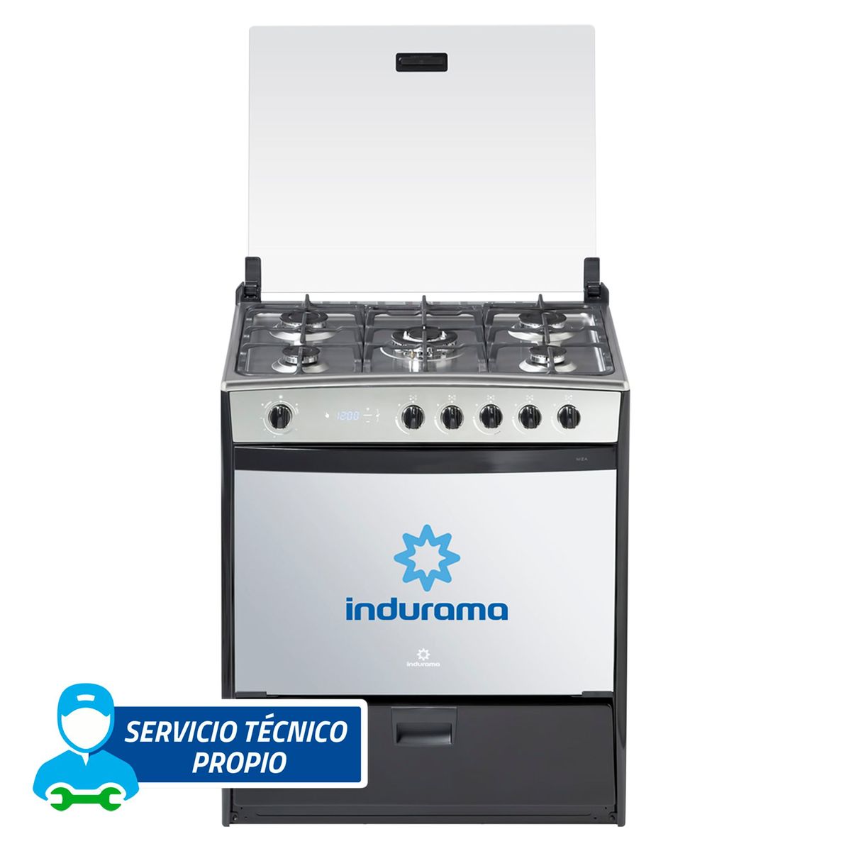 INDURAMA - Cocina Indurama a Gas 5 Hornillas Niza Quarzo Negro