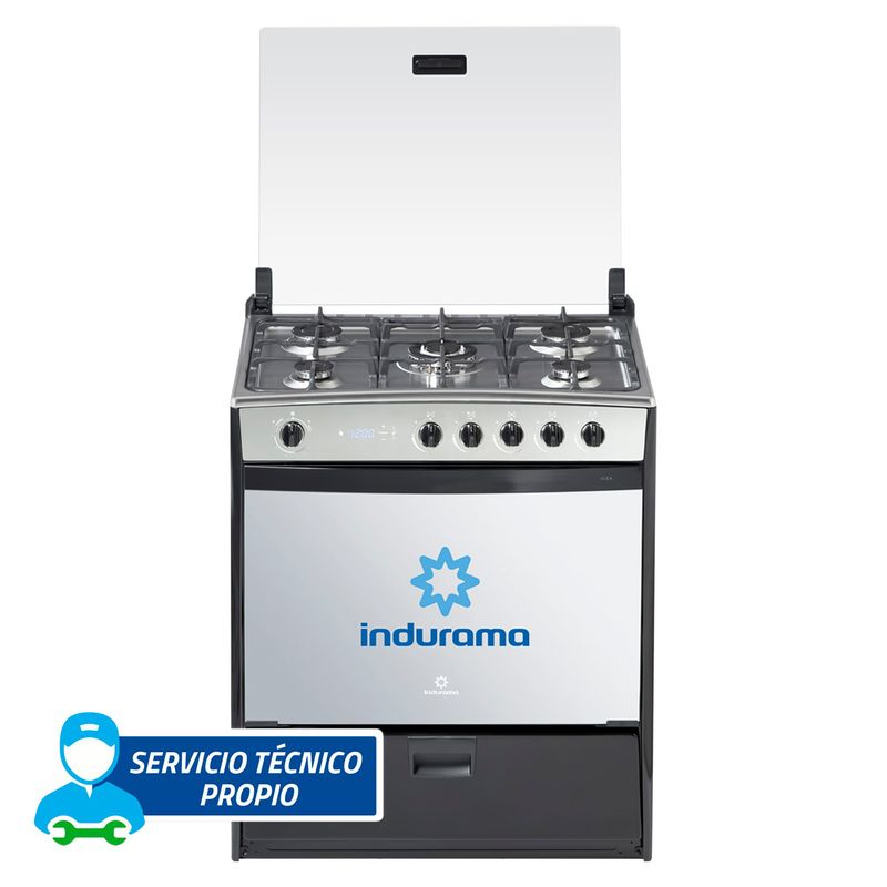 INDURAMA - Cocina Indurama a Gas 5 Hornillas Niza Quarzo Negro