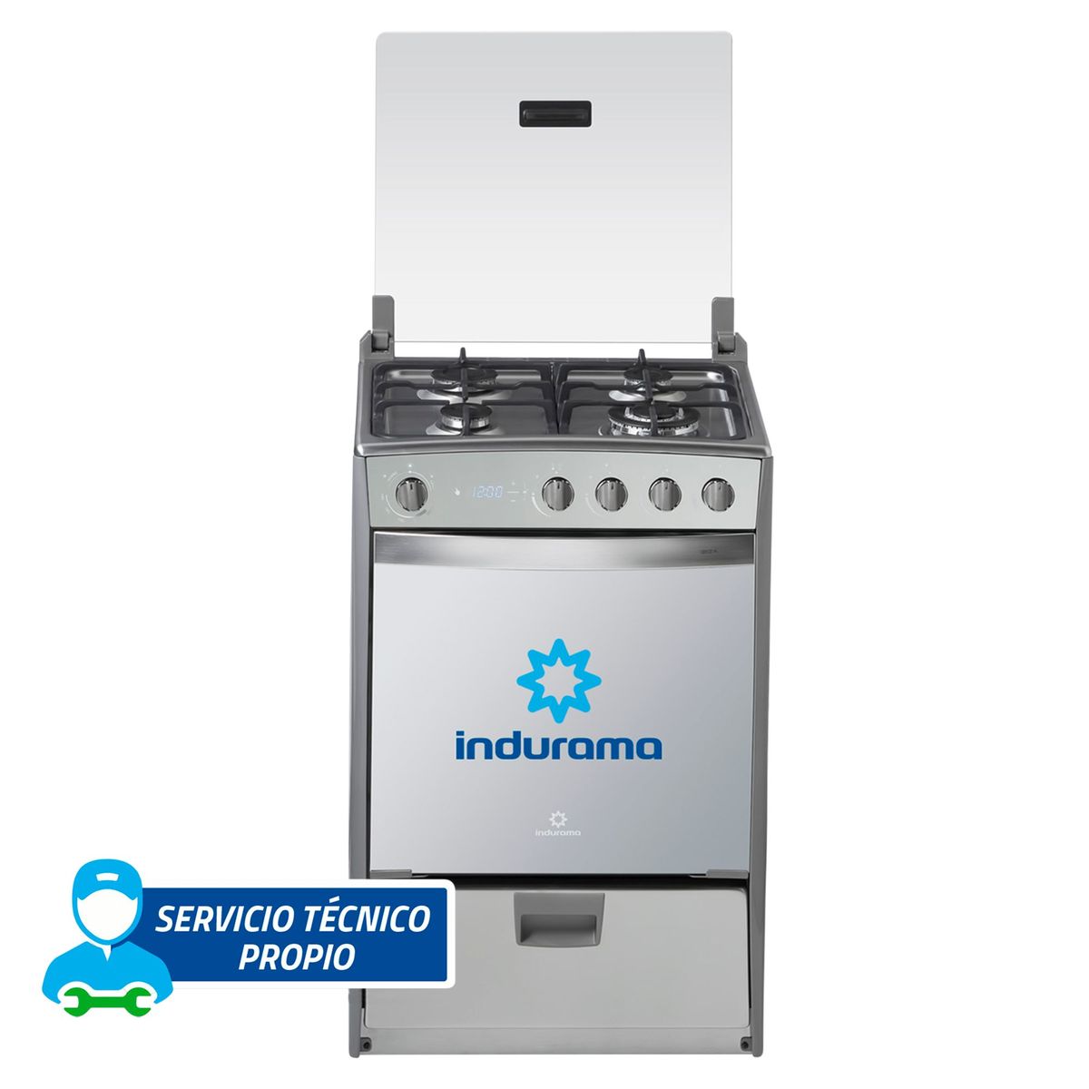 INDURAMA - Cocina Indurama a Gas 4 Hornillas Ibiza Quarzo Croma