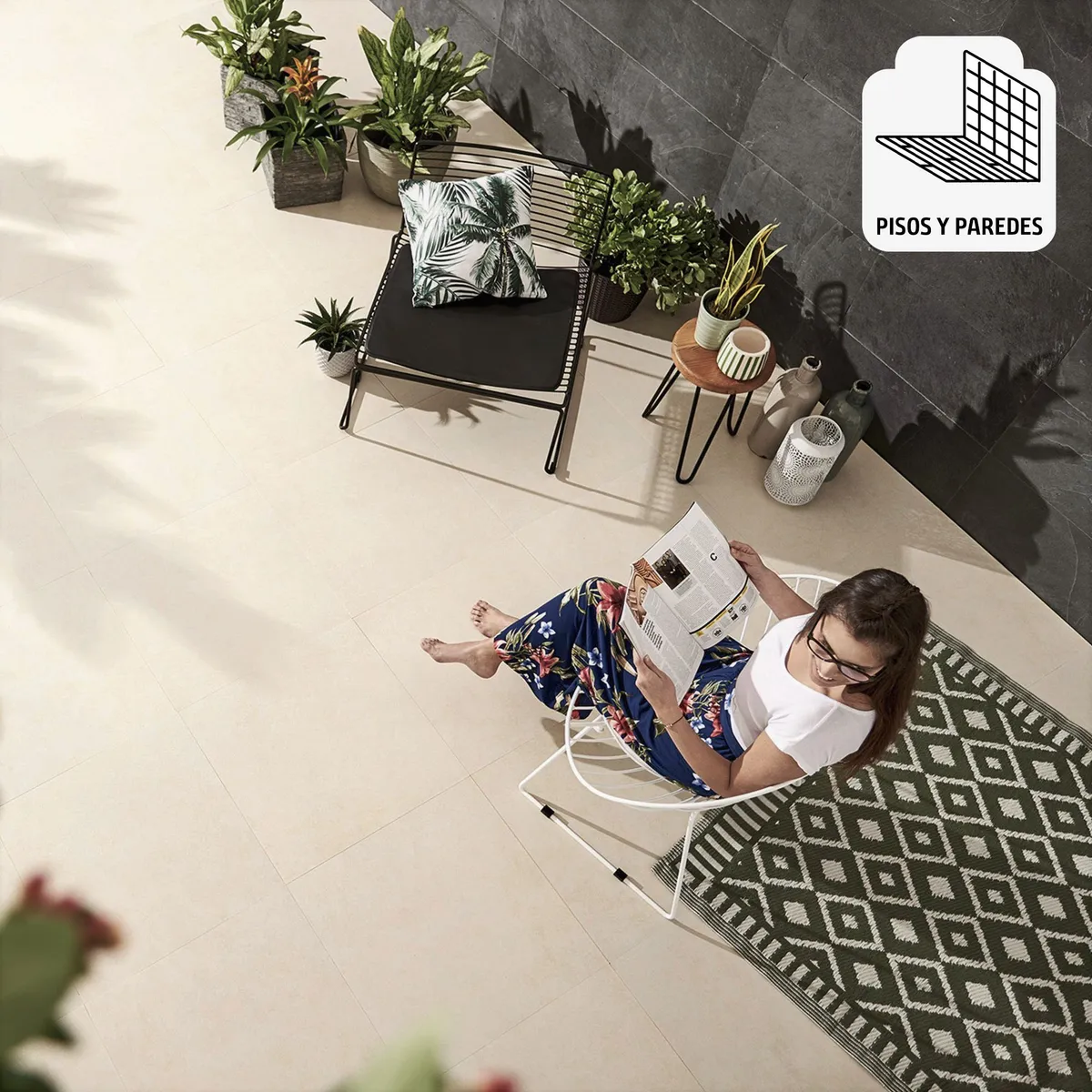 HOLZTEK - Gres Porcelanico Beige Cementicio 60X60cm 1.44m2 Mate