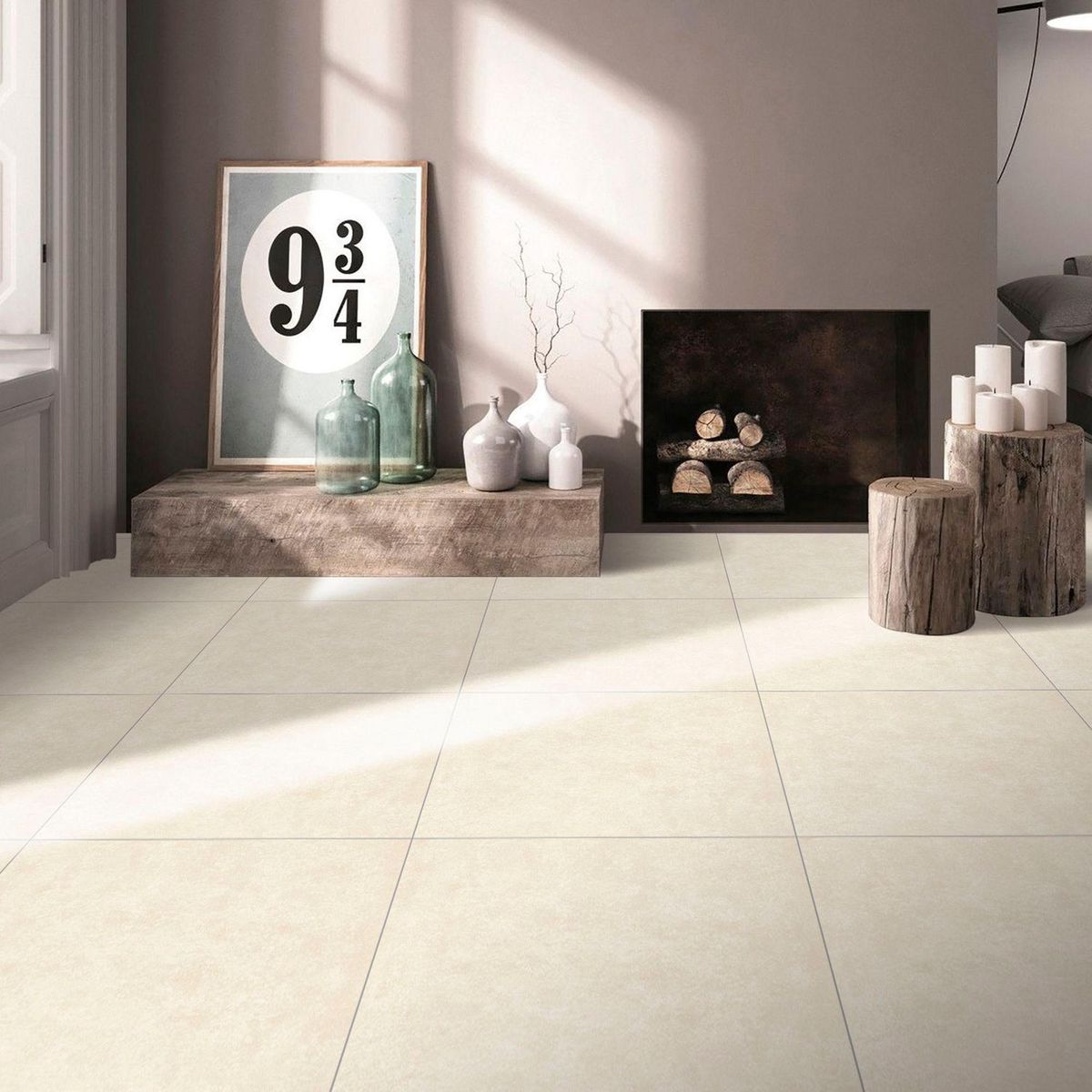 HOLZTEK - Gres Porcelanico Beige Cementicio 60X60cm 1.44m2 Mate