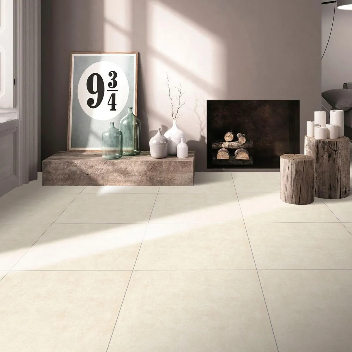 HOLZTEK - Gres Porcelanico Beige Cementicio 60X60cm 1.44m2 Mate