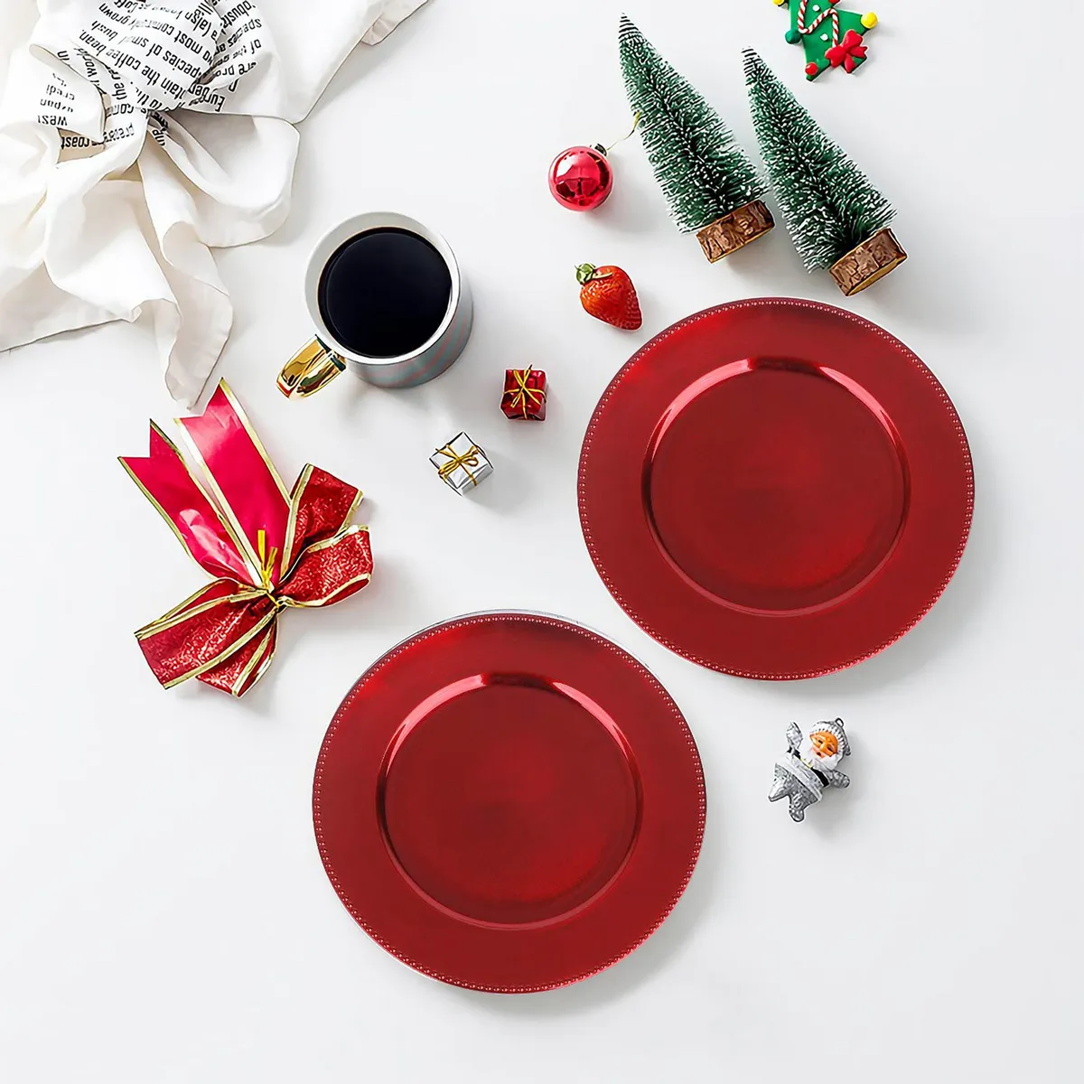 DEAR SANTA - Plato Navidad Circular Rojo 33x3x1.8cm