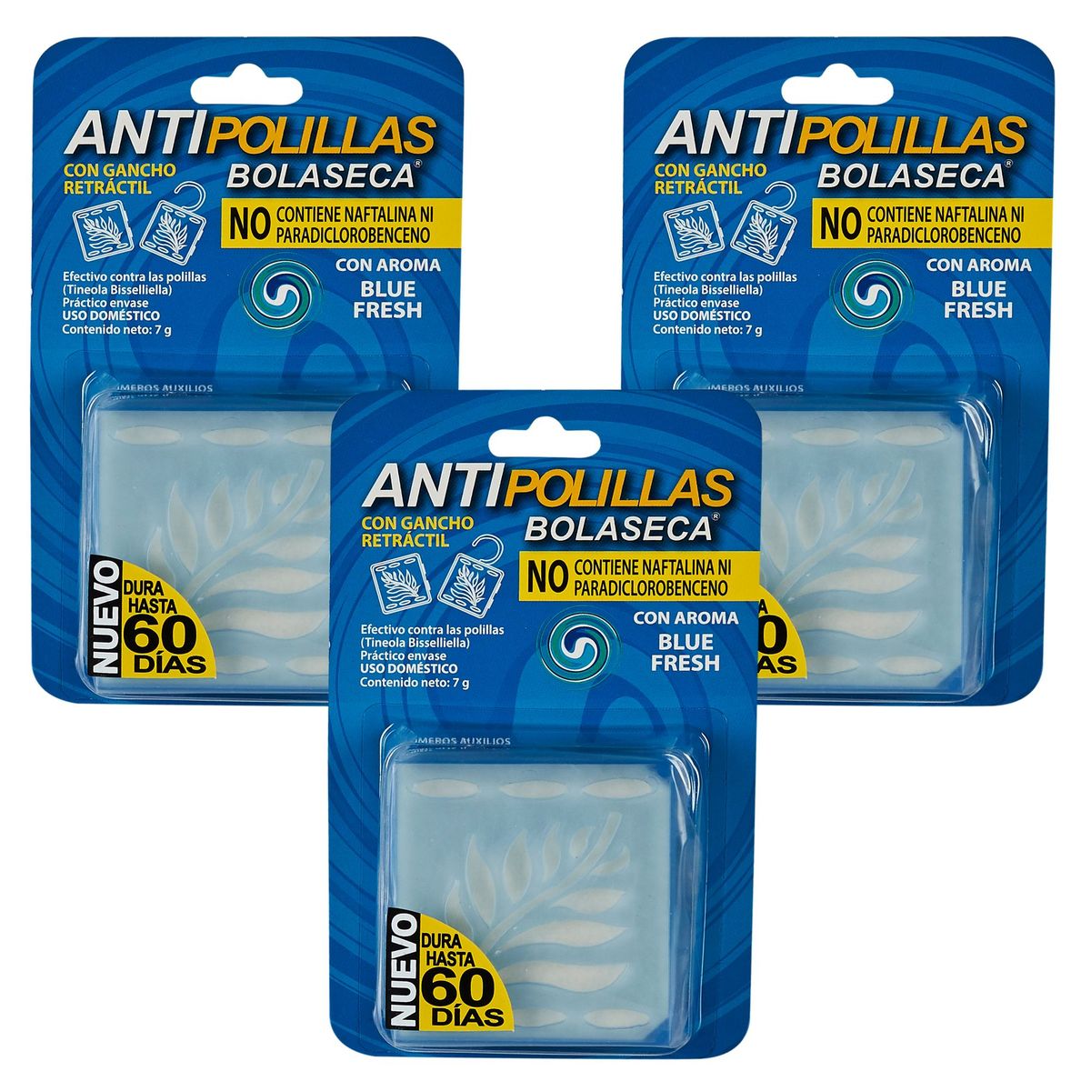 BOLASECA - Antipolilla Blue Fresh 3 unid.