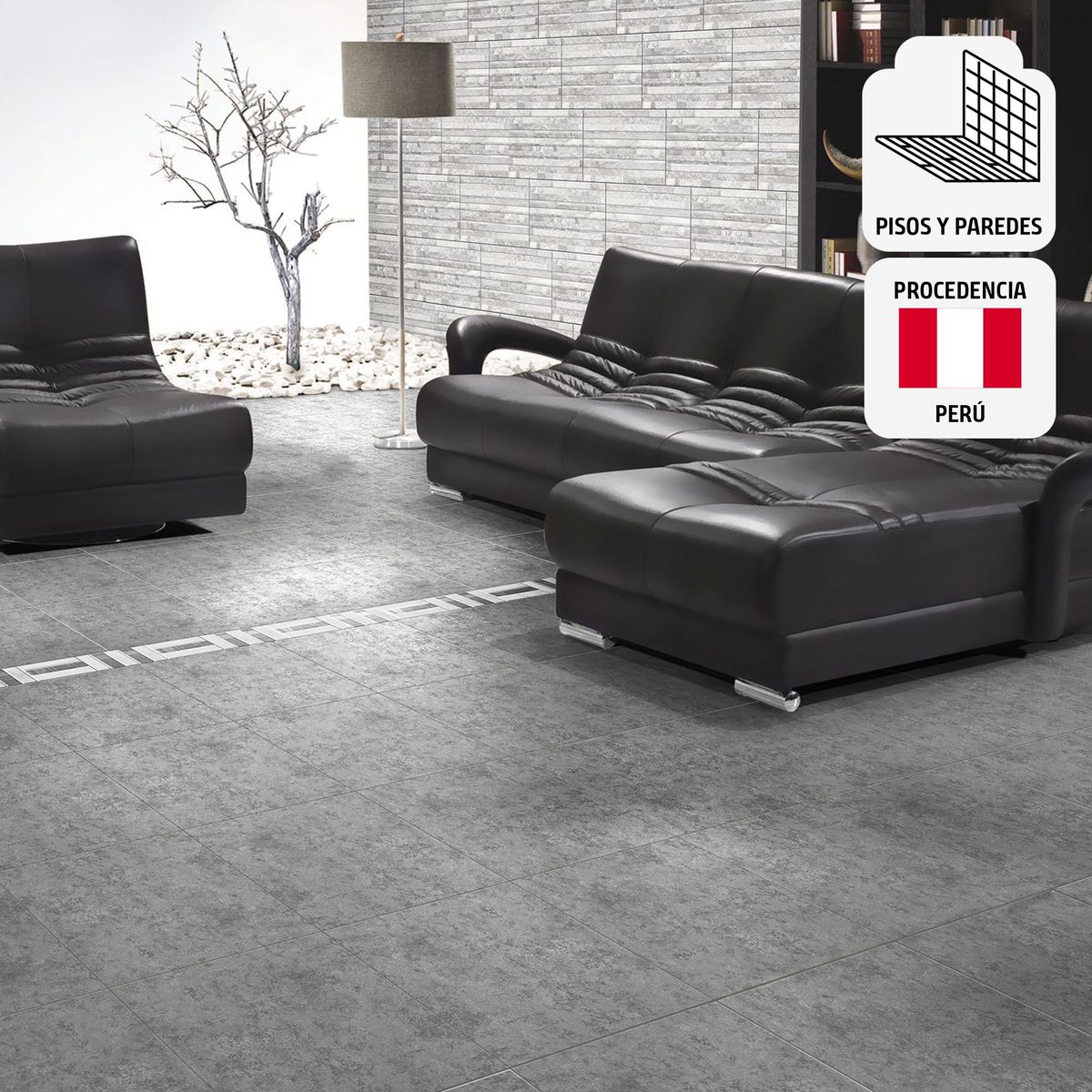 SAN LORENZO - Cerámica Gris Fachaleta 27x46cm 1.70 m2 Romance