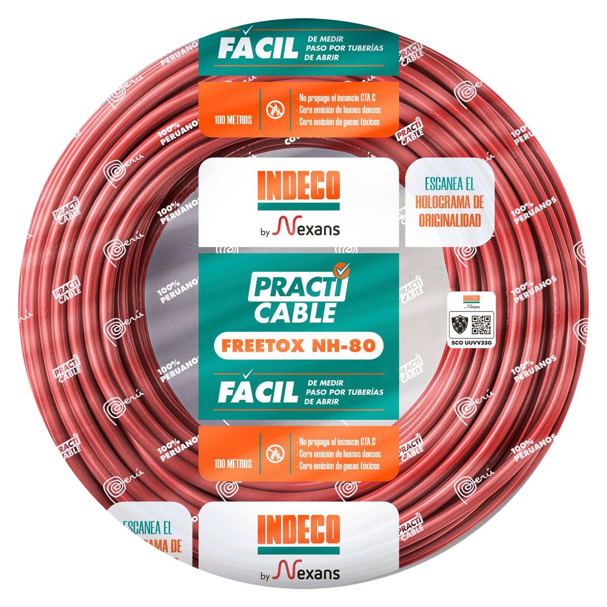 INDECO - Cable NH-80 450/750V 2.5mm Rojo 100 Metros