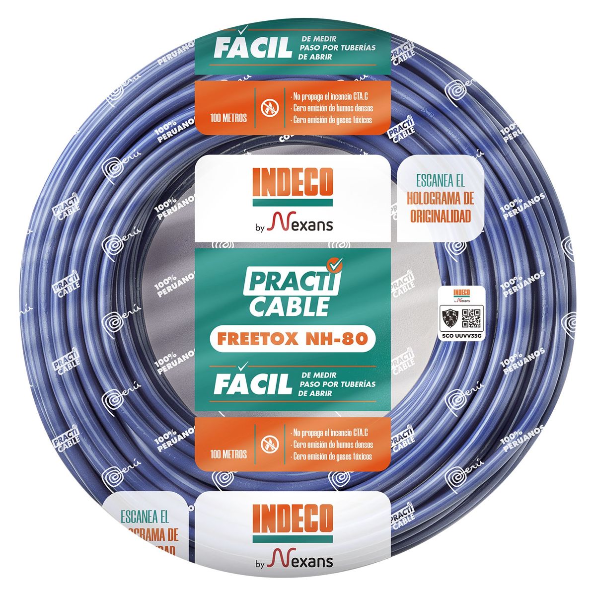INDECO - Cable NH-80 450/750V 2.5mm Azul 100 Metros