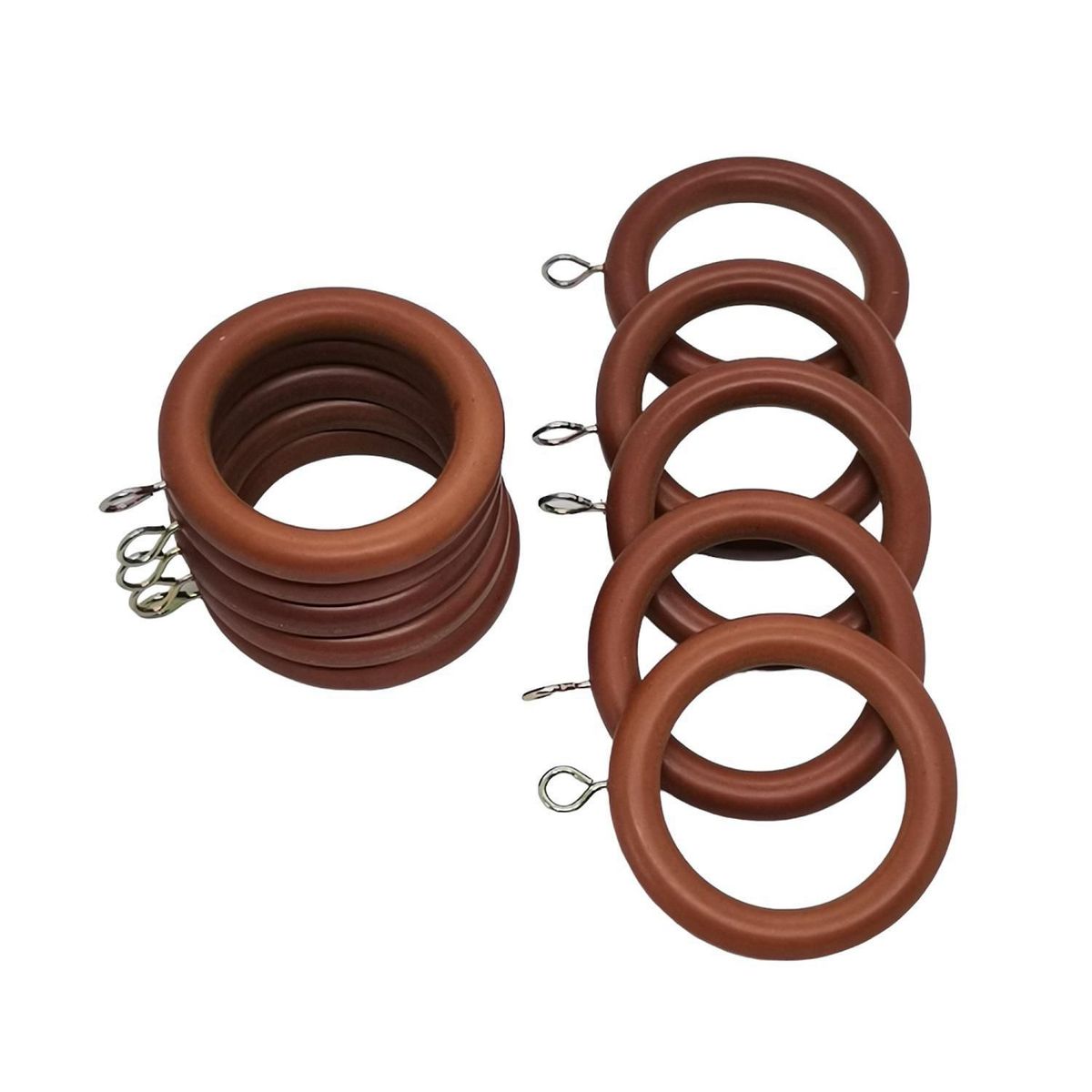 METALHSA - Set de 10 argollas madera chocolate para barra 28mm