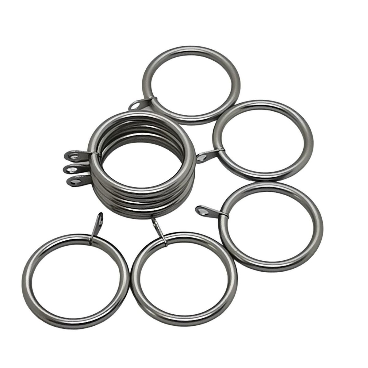 METALHSA - Set de 10 argollas fierro plateado para barra 35mm