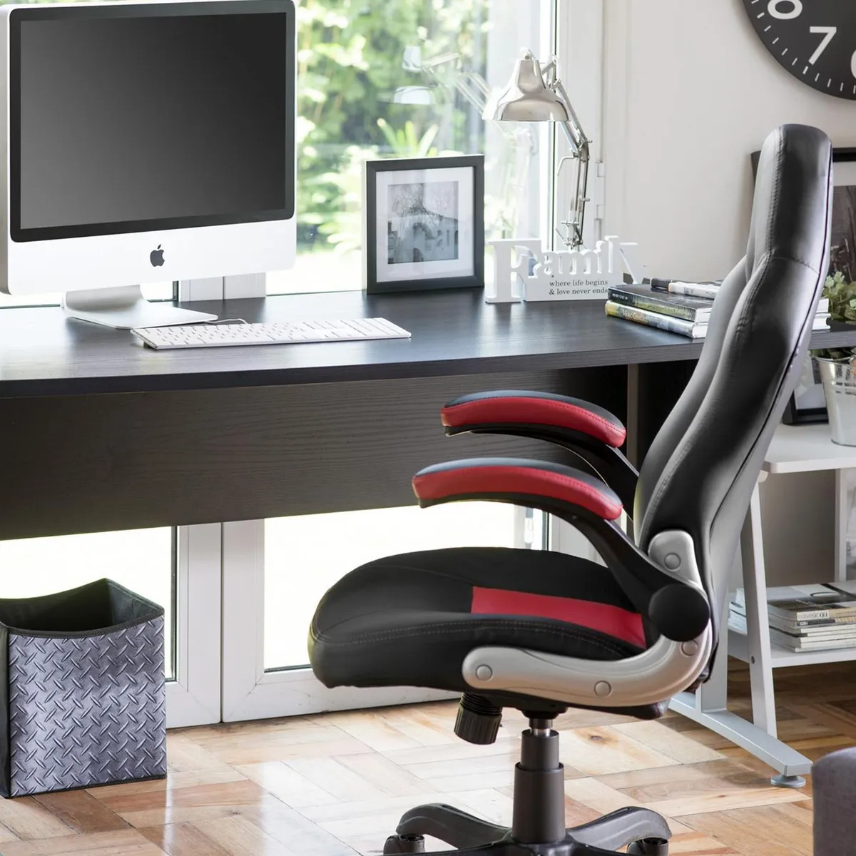 JUST HOME COLLECTION - Silla de Escritorio giratoria Rojo/Negro