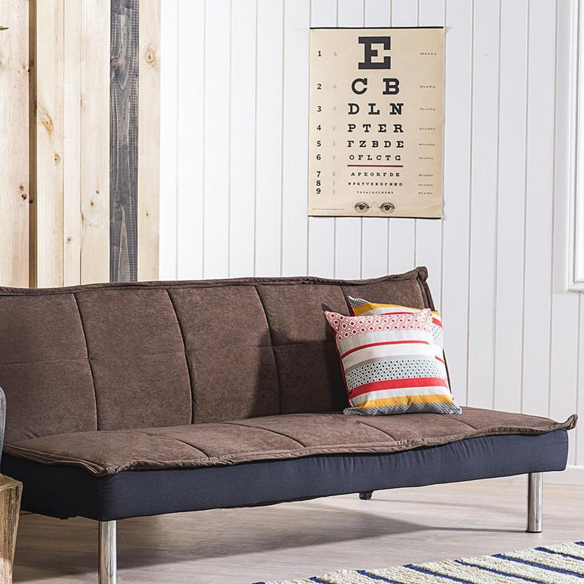 JUST HOME COLLECTION - Sofá Cama Futón 3 Cuerpos Versalles Chocolate