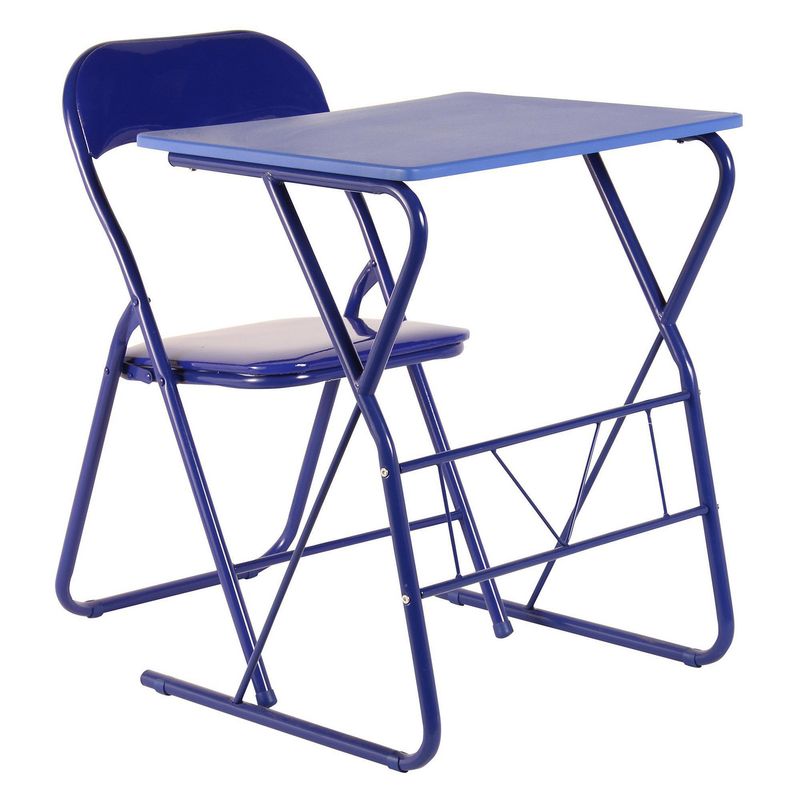 JUST HOME COLLECTION - Combo Escritorio + Silla Infantil Azul Metal