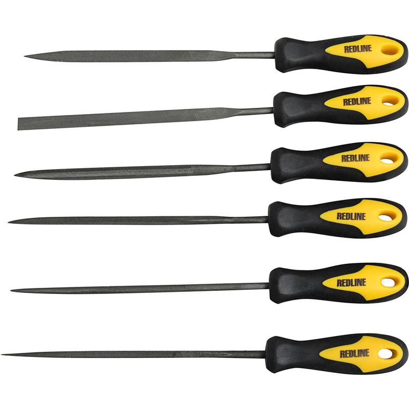 REDLINE - Set de Limas Delgadas 4" Acero  6 unidades Redline