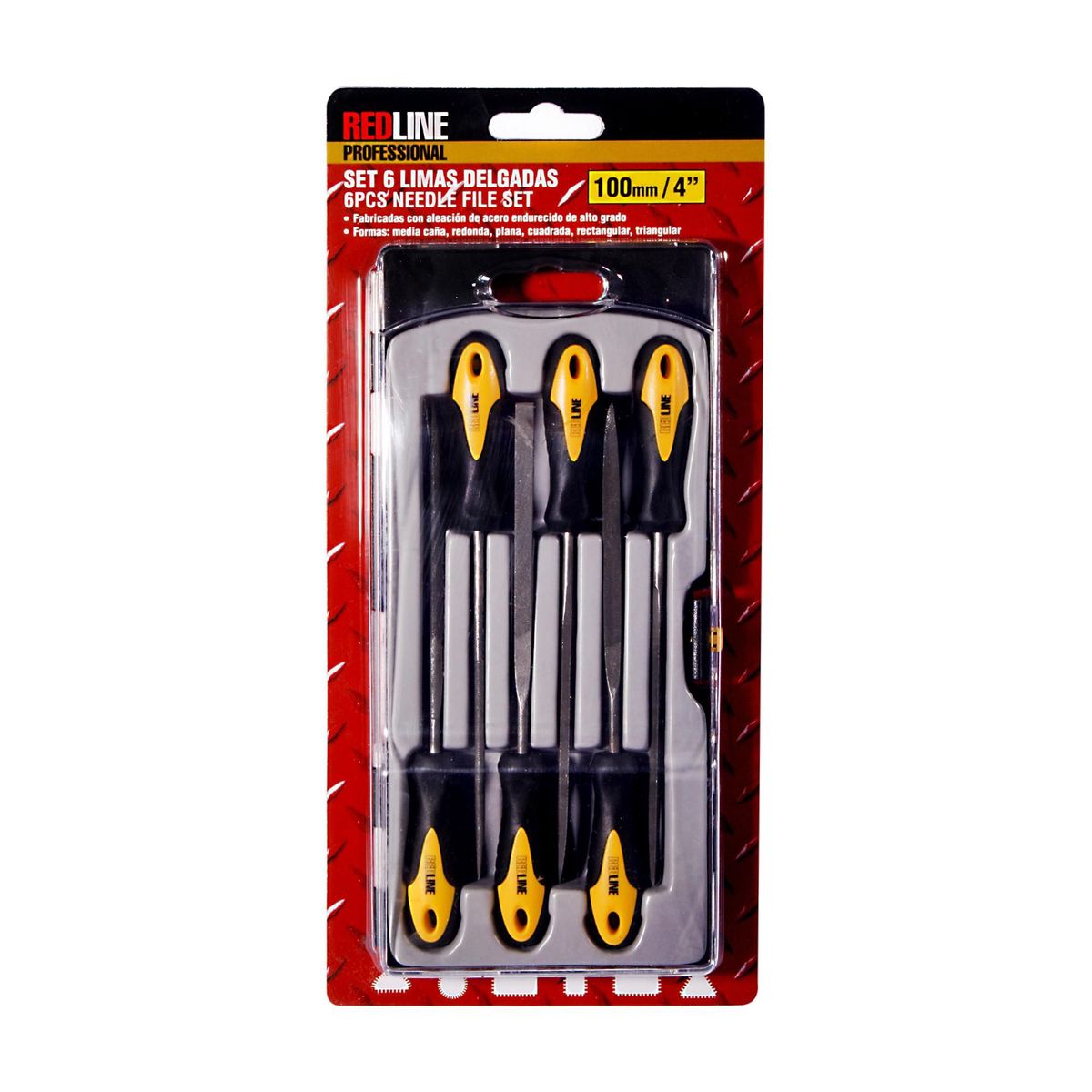 REDLINE - Set de Limas Delgadas 4" Acero  6 unidades Redline