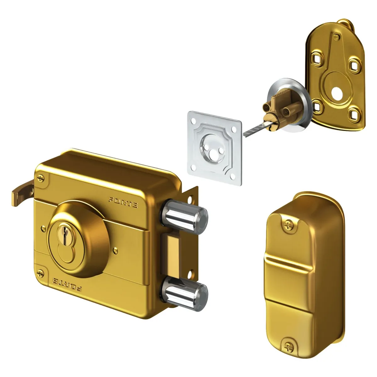 FORTE - Cerradura de Sobreponer Clásica C-240 Dorado Forte