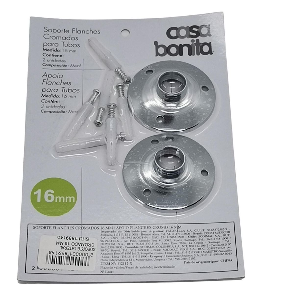 METALHSA - Soporte Lateral cromado 16mm (2un)