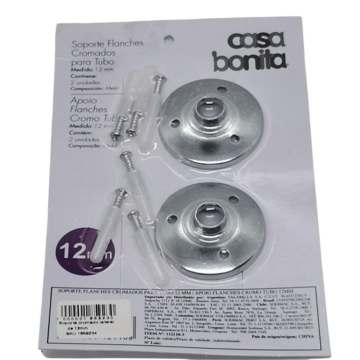 METALHSA - Soporte Lateral cromado 12mm (2un)