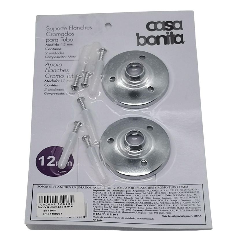 METALHSA - Soporte Lateral Cromado 12mm
