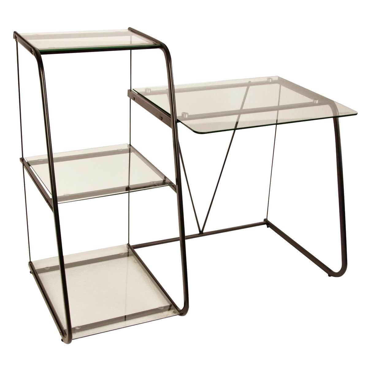 JUST HOME COLLECTION - Escritorio de vidrio con estante marrón