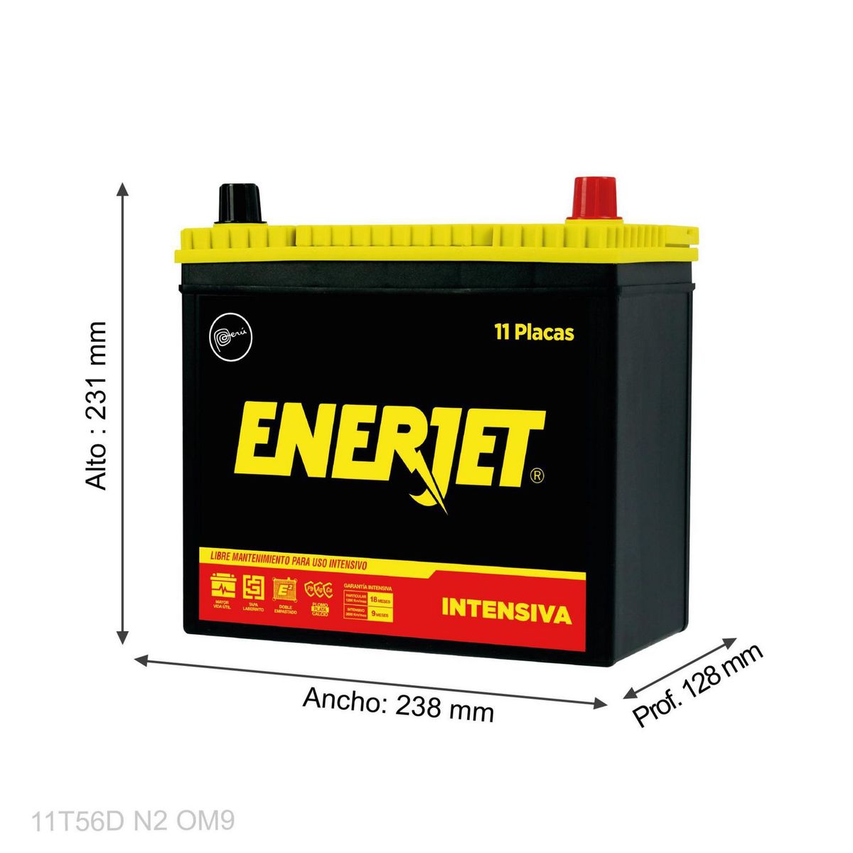 BATERIAS ENERJET - Batería para Auto 11 Placas 11T56D