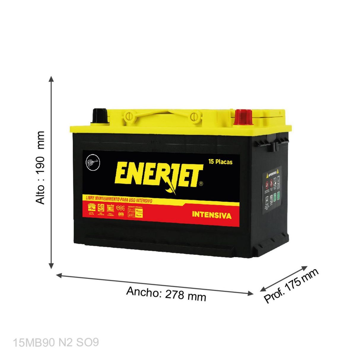 BATERIAS ENERJET - Batería para Camioneta 15 Placas 15M B90