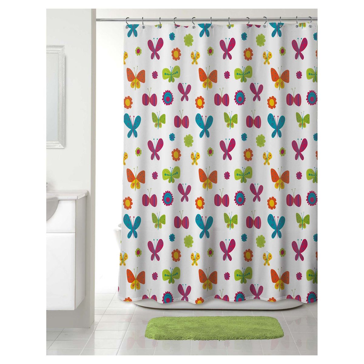 JUST HOME COLLECTION - Cortina de baño Mariposas 178x180cm
