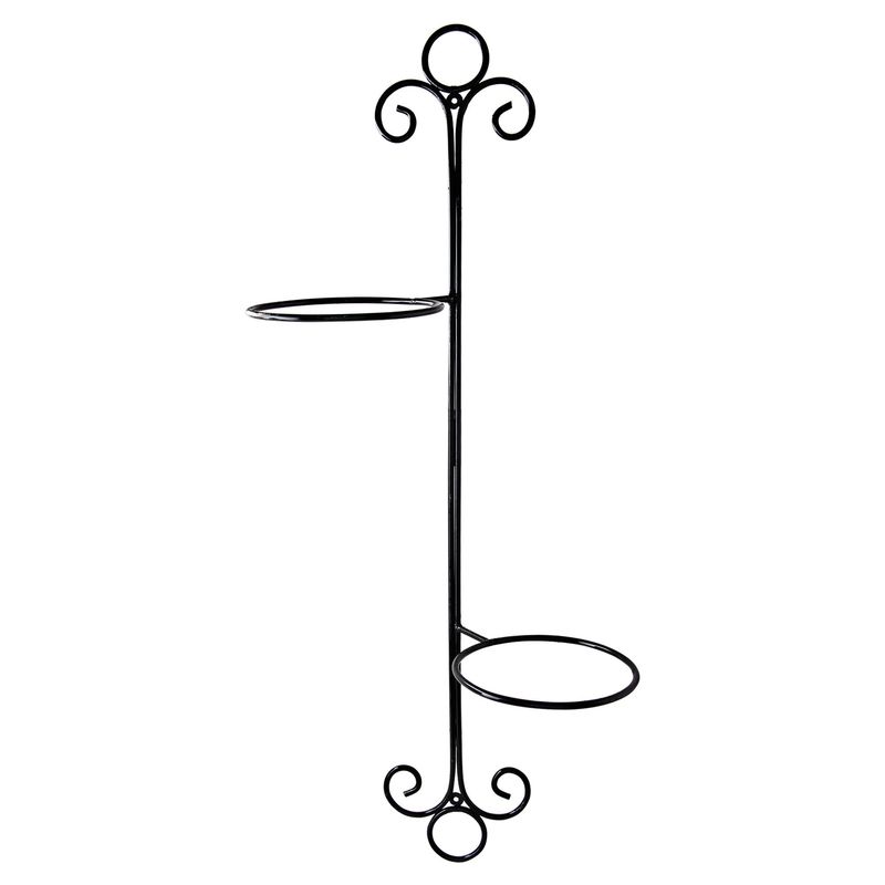 FAMA - Porta Macetero Colonial para 2 Macetas Metal Negro 24x82x17 cm