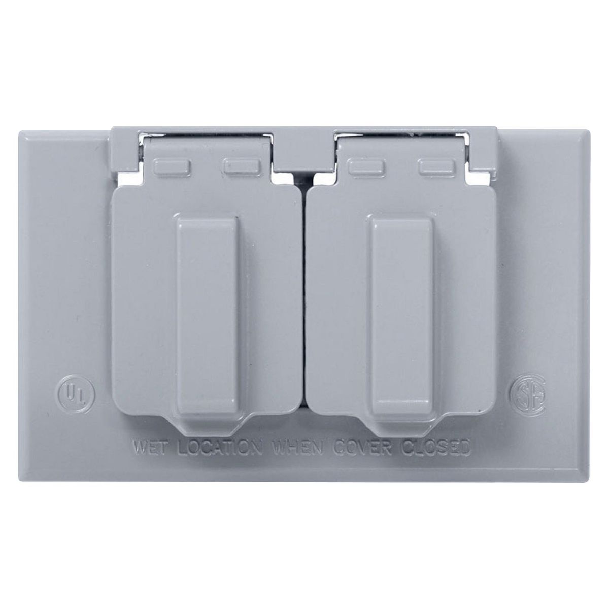 LEVITON - Placa Doble Hermetica Horizontal Plomo