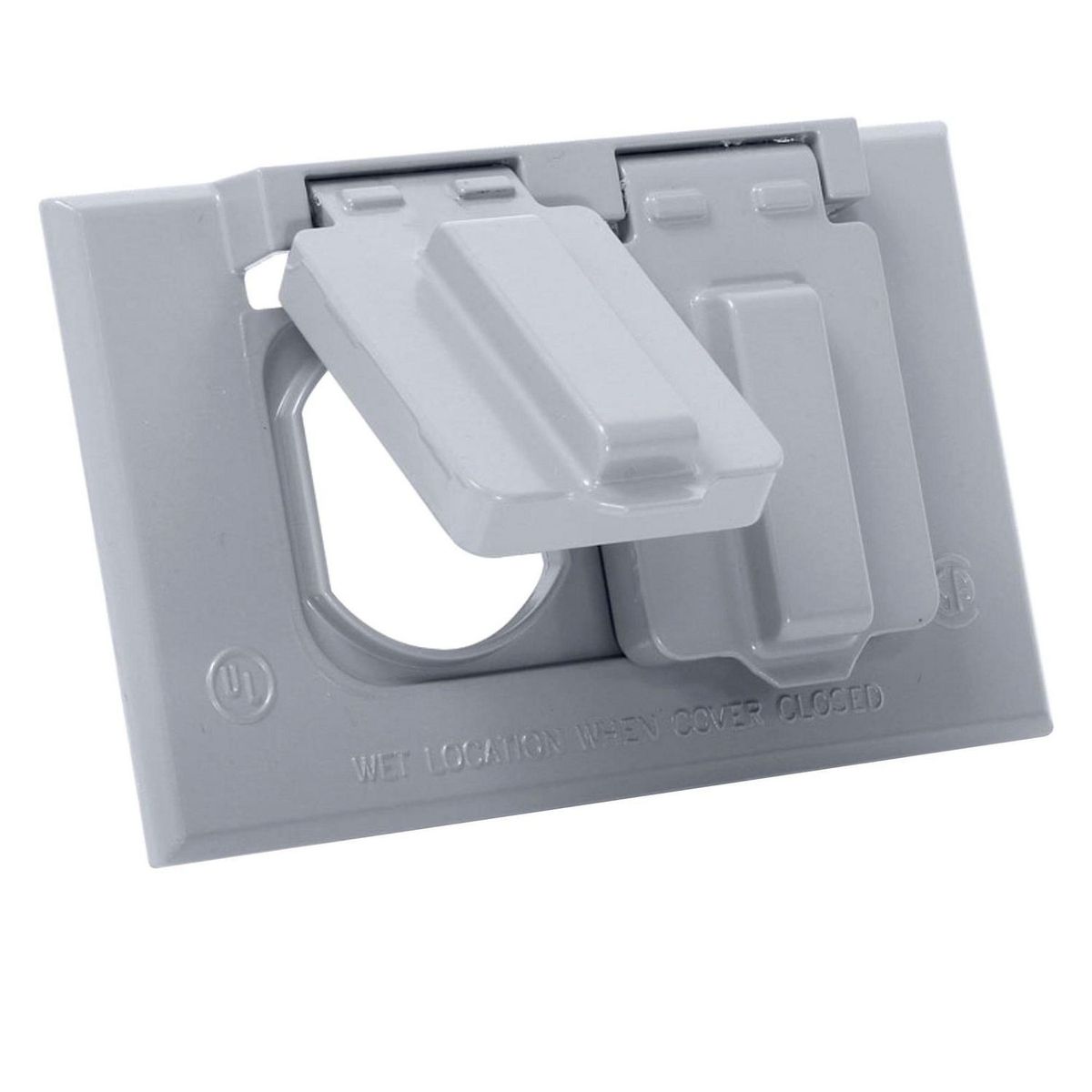 LEVITON - Placa Doble Hermetica Horizontal Plomo