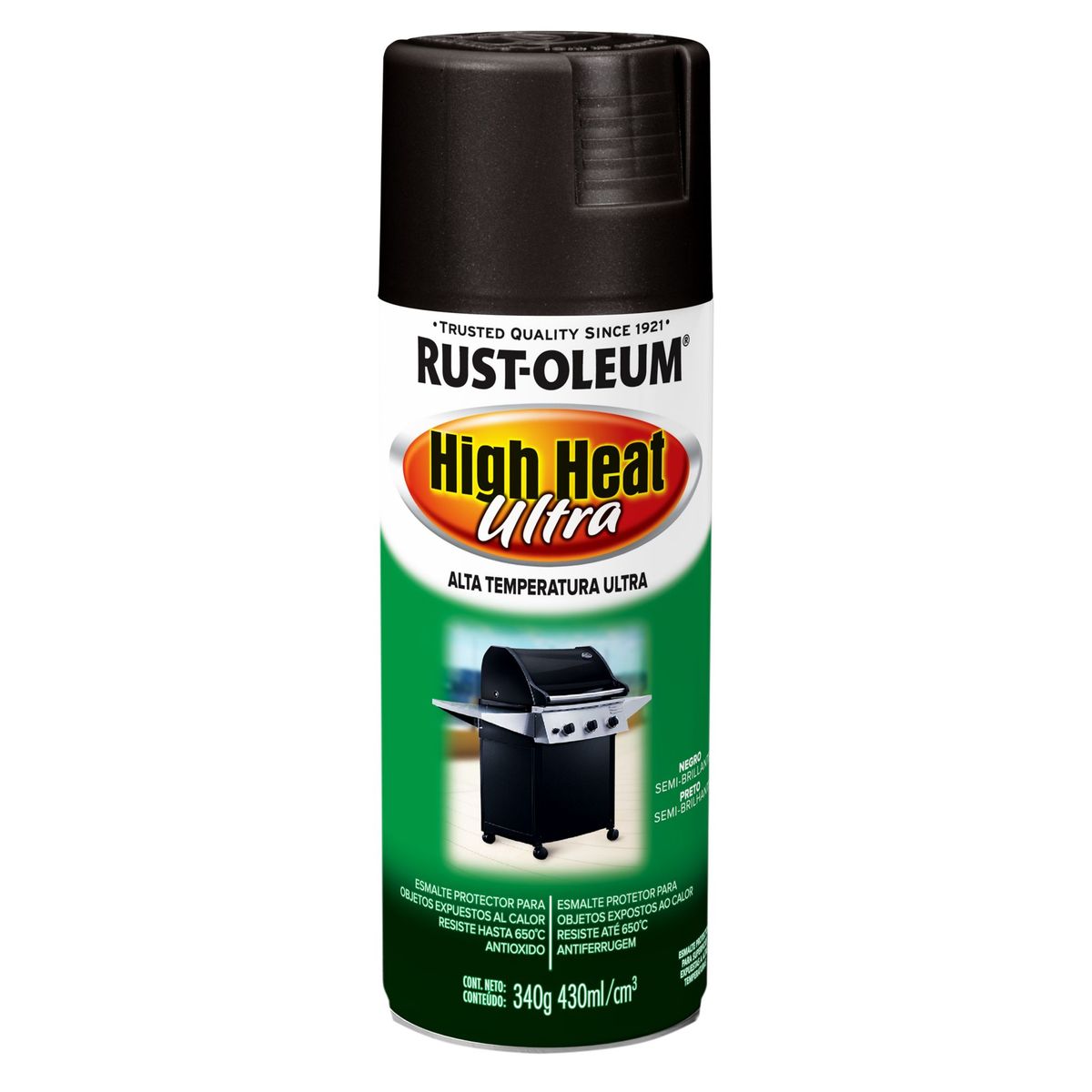 RUST OLEUM - Aerosol Alta Temperatura Negro Brillante 340 Gr.