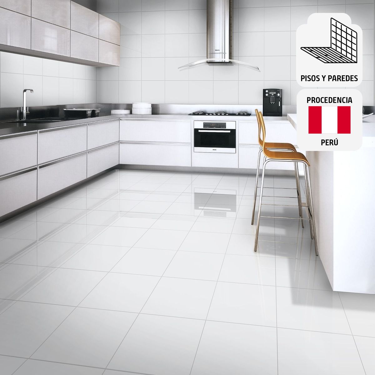 SAN LORENZO - Cerámica Blanco 46x46 Marmoladas Brillante 2.08 m2