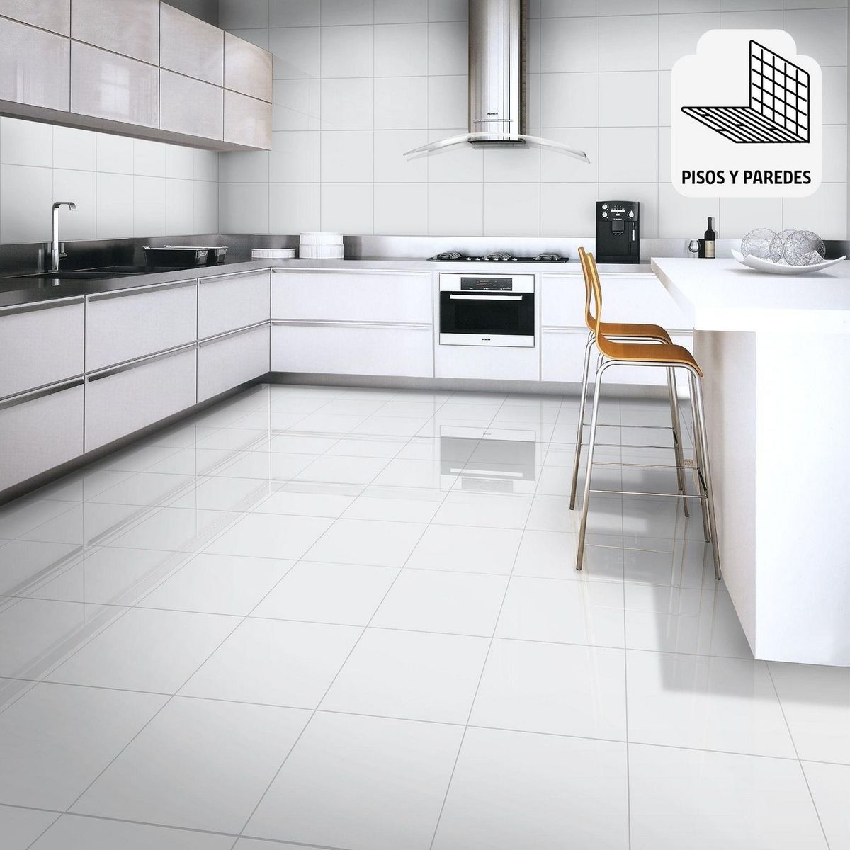 SAN LORENZO - Cerámica Blanco 46x46 Marmoladas Brillante 2.08 m2