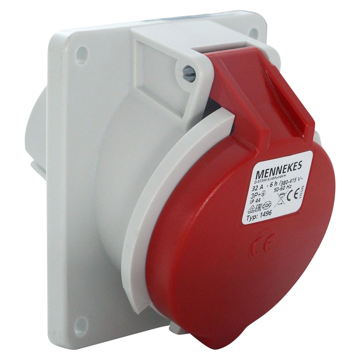 MENNEKES - Toma Empotrable 32AMP 3P+T 415V Rojo 6H IP44