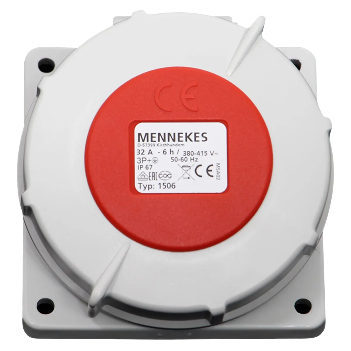 MENNEKES - Toma Empotrable 32AMP 3P+T 415V Rojo 6H IP67