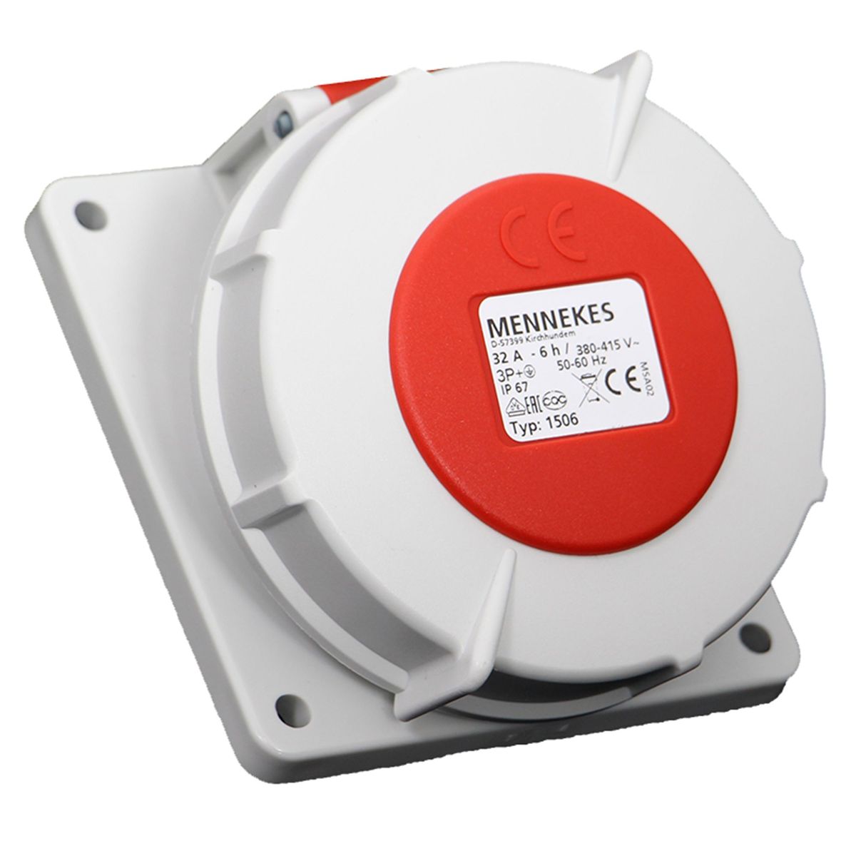 MENNEKES - Toma Empotrable 32AMP 3P+T 415V Rojo 6H IP67