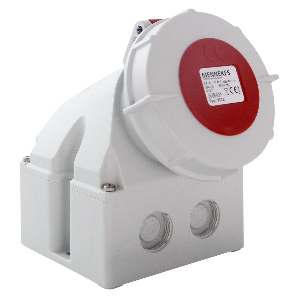 MENNEKES - Toma Visible 32AMP 3P+T 415V Rojo 6H Libre de Halogeno IP67