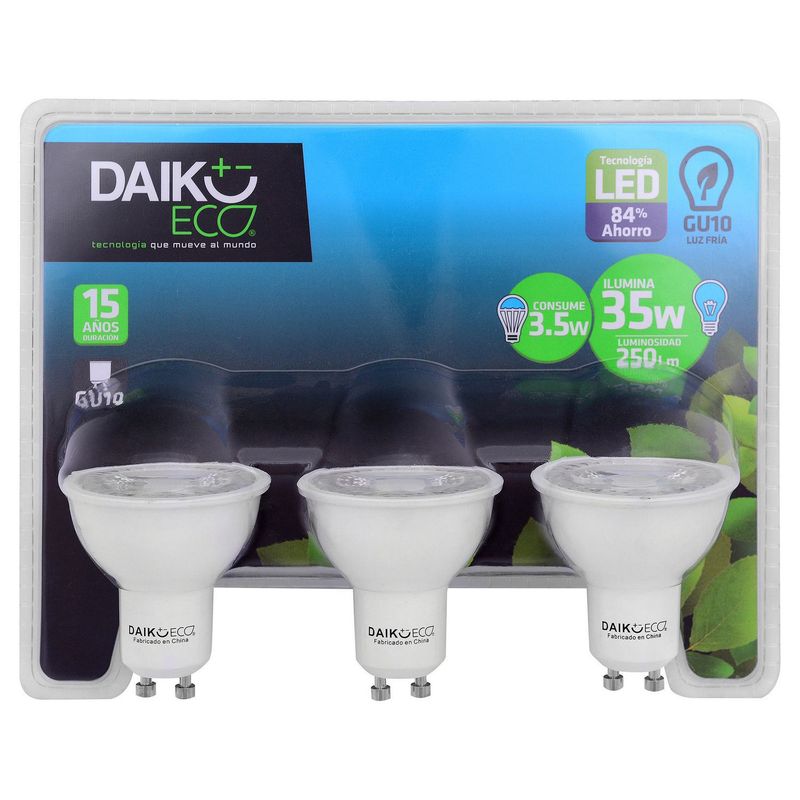 DAIRU - Focos LED Dicroicos 3.5W Gu10 Luz Blanca