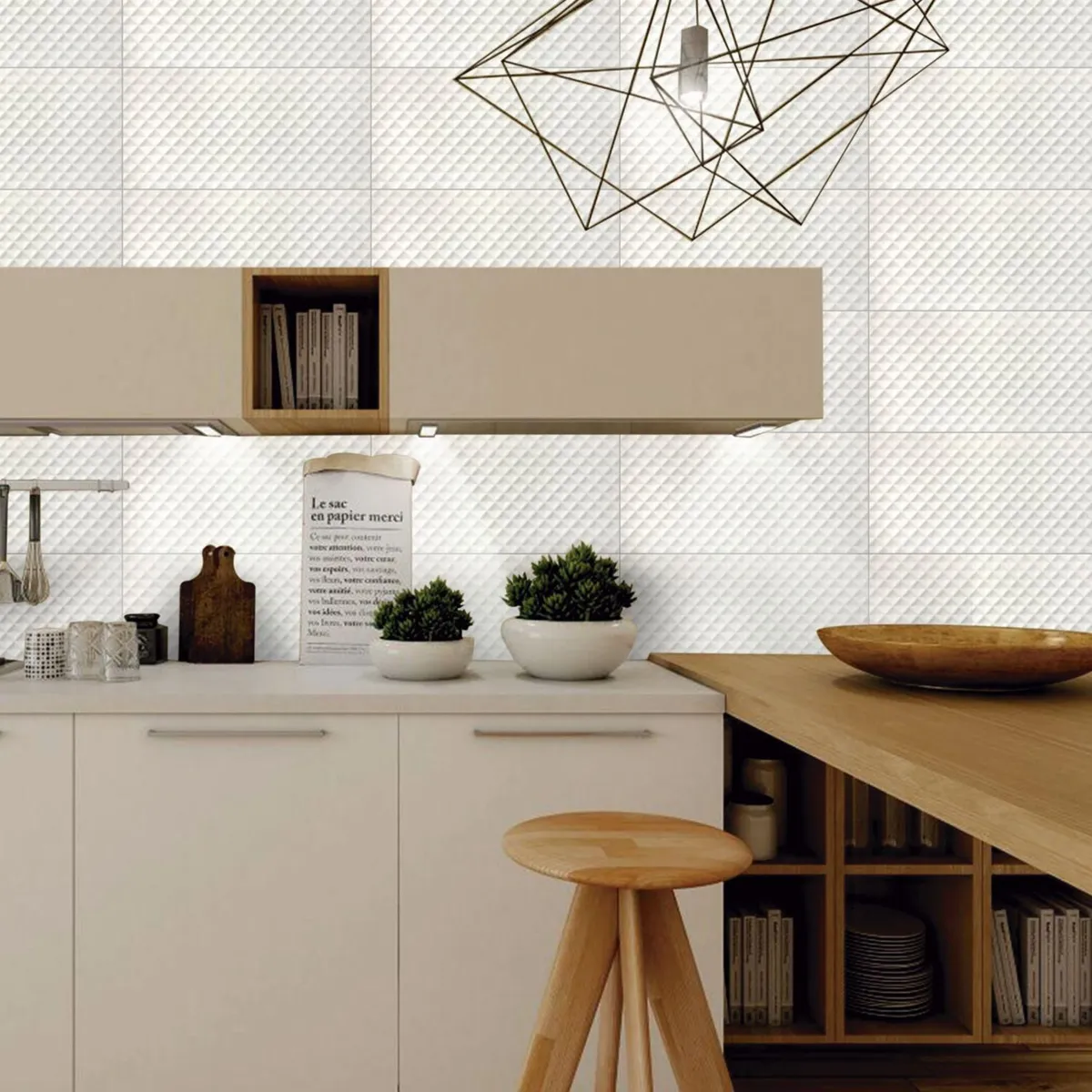 HOLZTEK - Cerámica Blanco Decorado 31x61cm 1.62 m2 Diamante